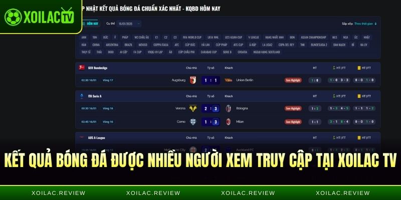 Kết quả bóng đá được nhiều người xem truy cập tại Xoilac TV